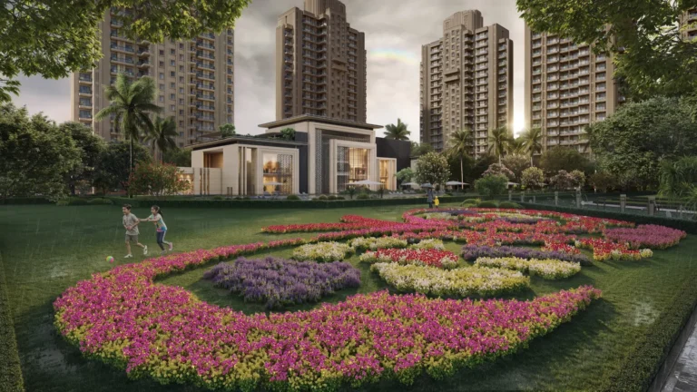 Landscaped flower garden at ACE Arte