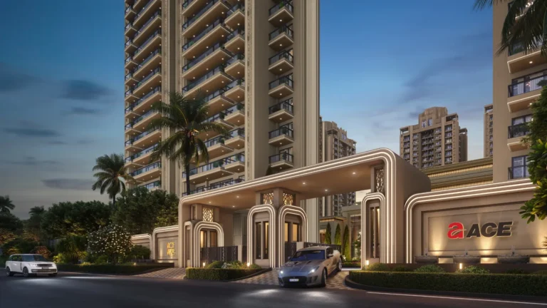 Grand drop-off and tower entrance at ACE Arte