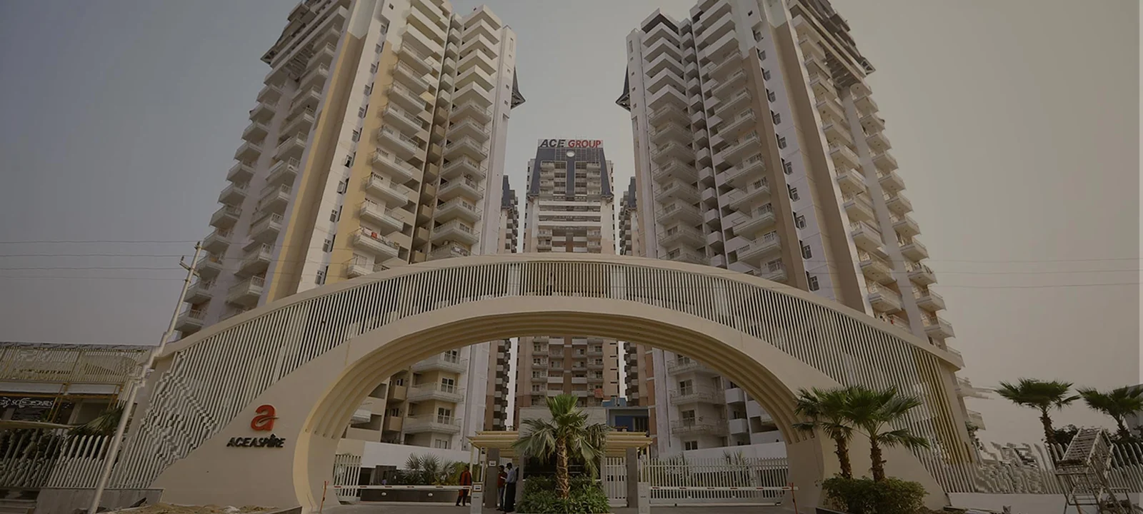 ACE Aspire towers seen through the entrance arch