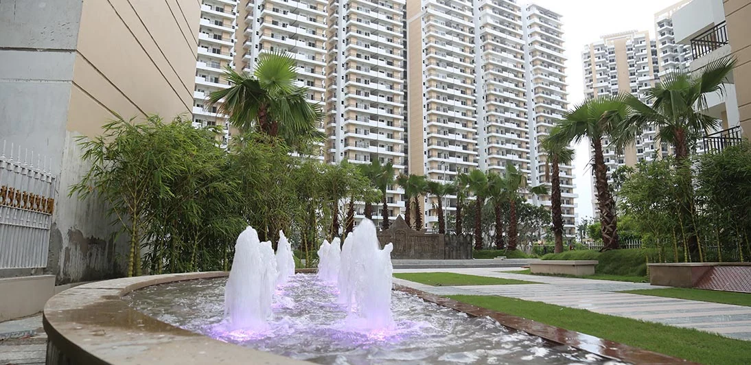 Fountain and landscaped garden at ACE City