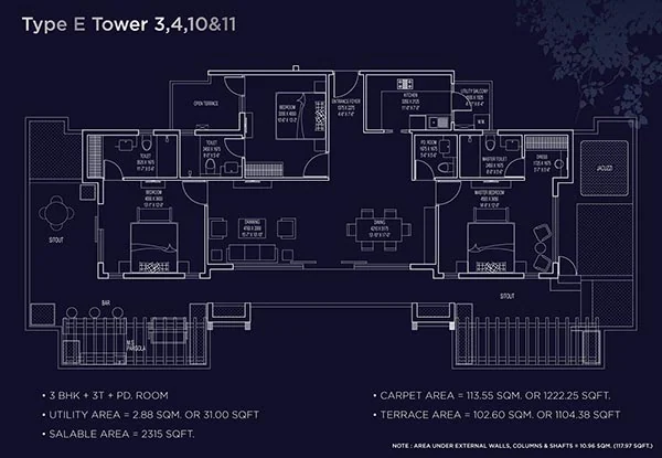 Type E floor plan at ACE Divino