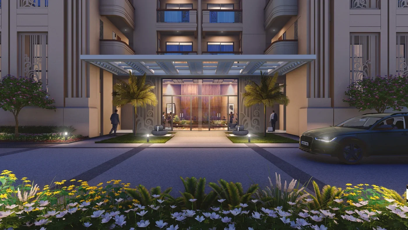 Entrance at ACE Mahagun Medalleo at night