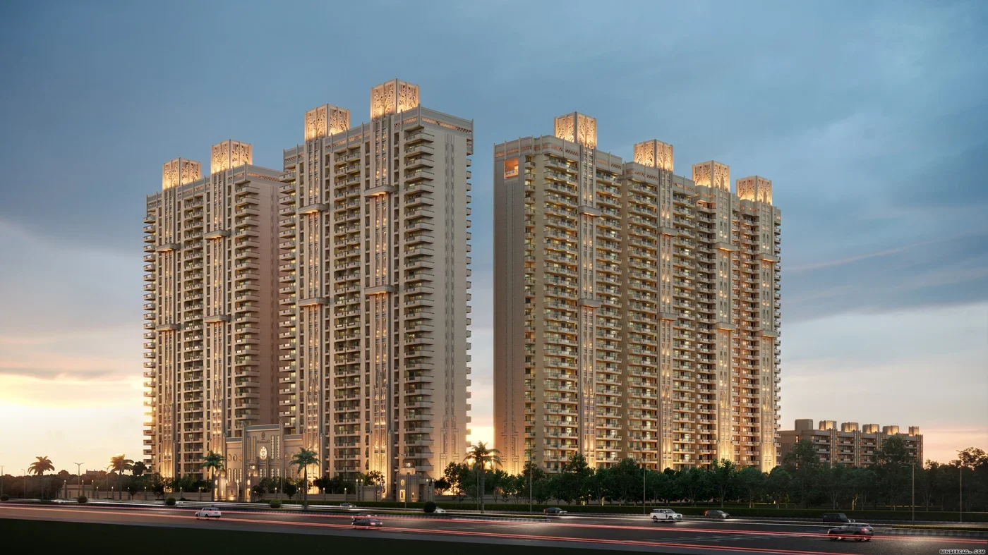 ACE Mahagun Medalleo towers at dusk