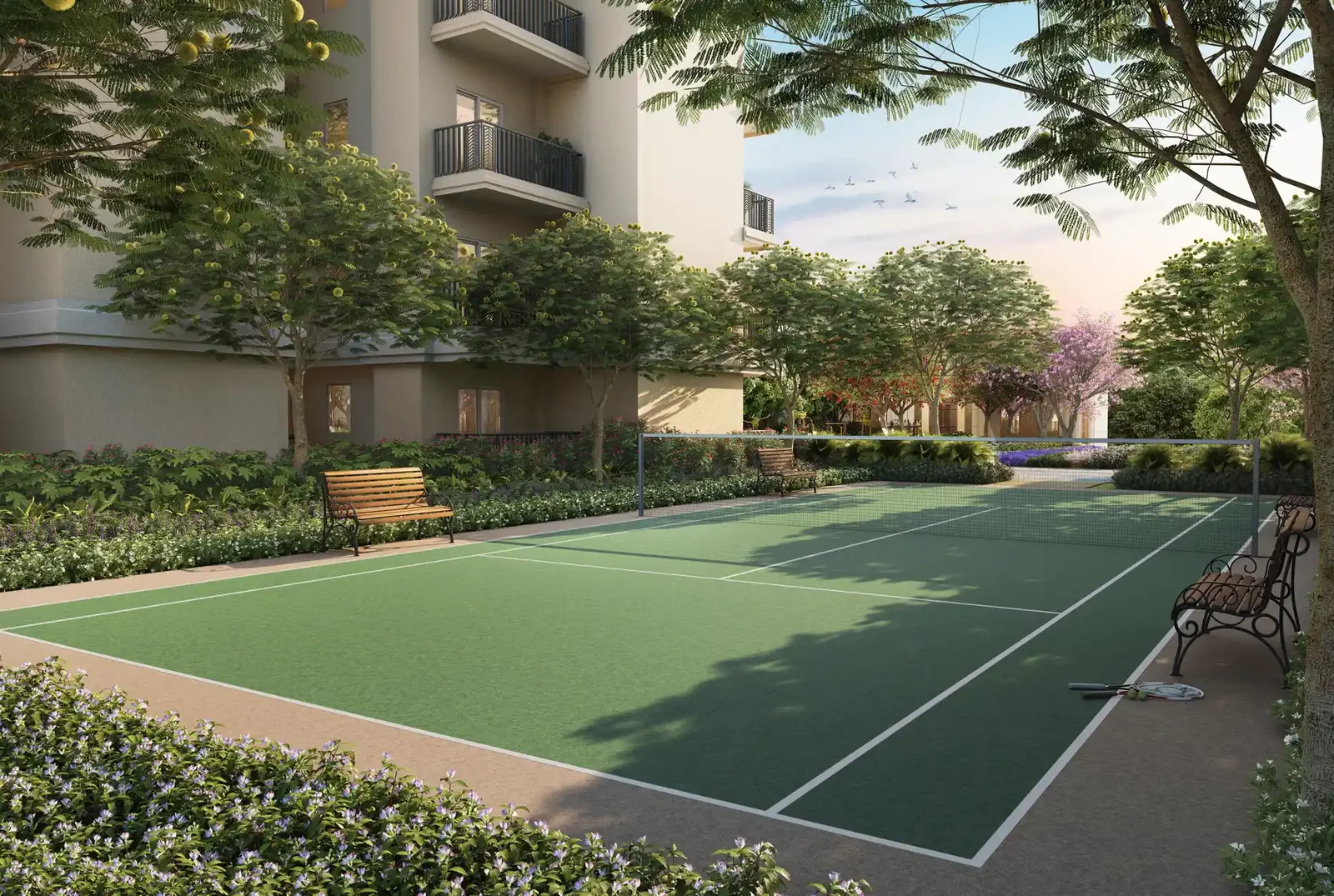The tennis court at ACE Terra