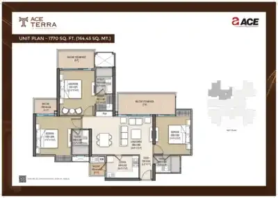 Unit plan for the 1770 sq ft layout at ACE Terra