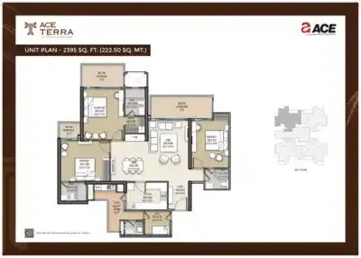 Unit plan for the 2395 sq ft layout at ACE Terra