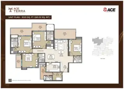 Unit plan for the 3025 sq ft layout at ACE Terra