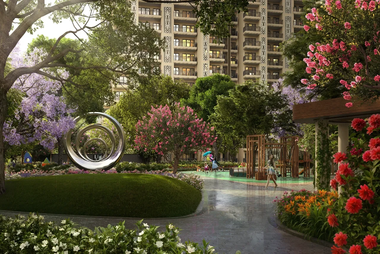 A landscaped water feature at ACE Verde
