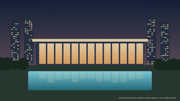 Illustration of the clubhouse and pool at Antriksh Grand View