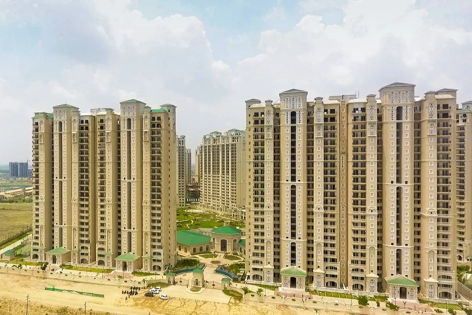 Row of ATS Pristine towers photographed from the air