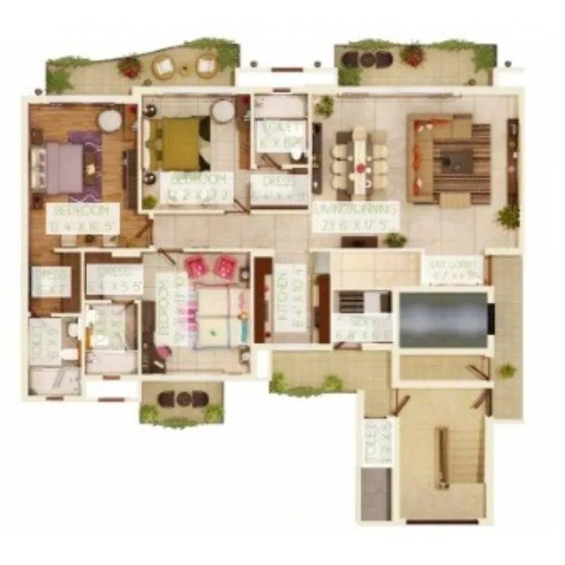 ATS Pristine furnished layout plan showing the full floor