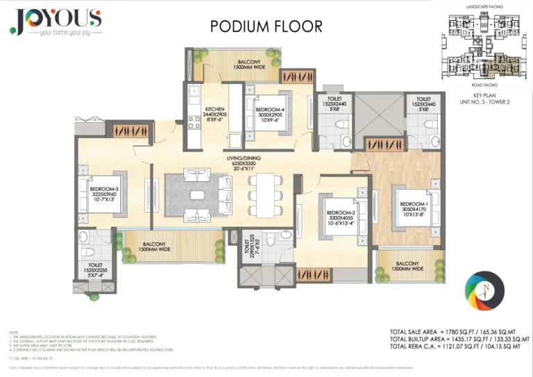 CRC Joyous podium floor plan, 1,780 sq ft (Tower 2)