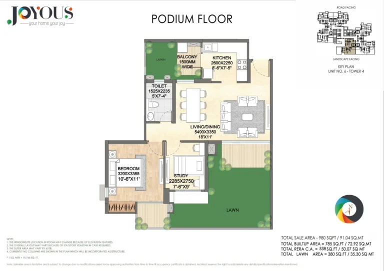 CRC Joyous podium floor plan, 980 sq ft