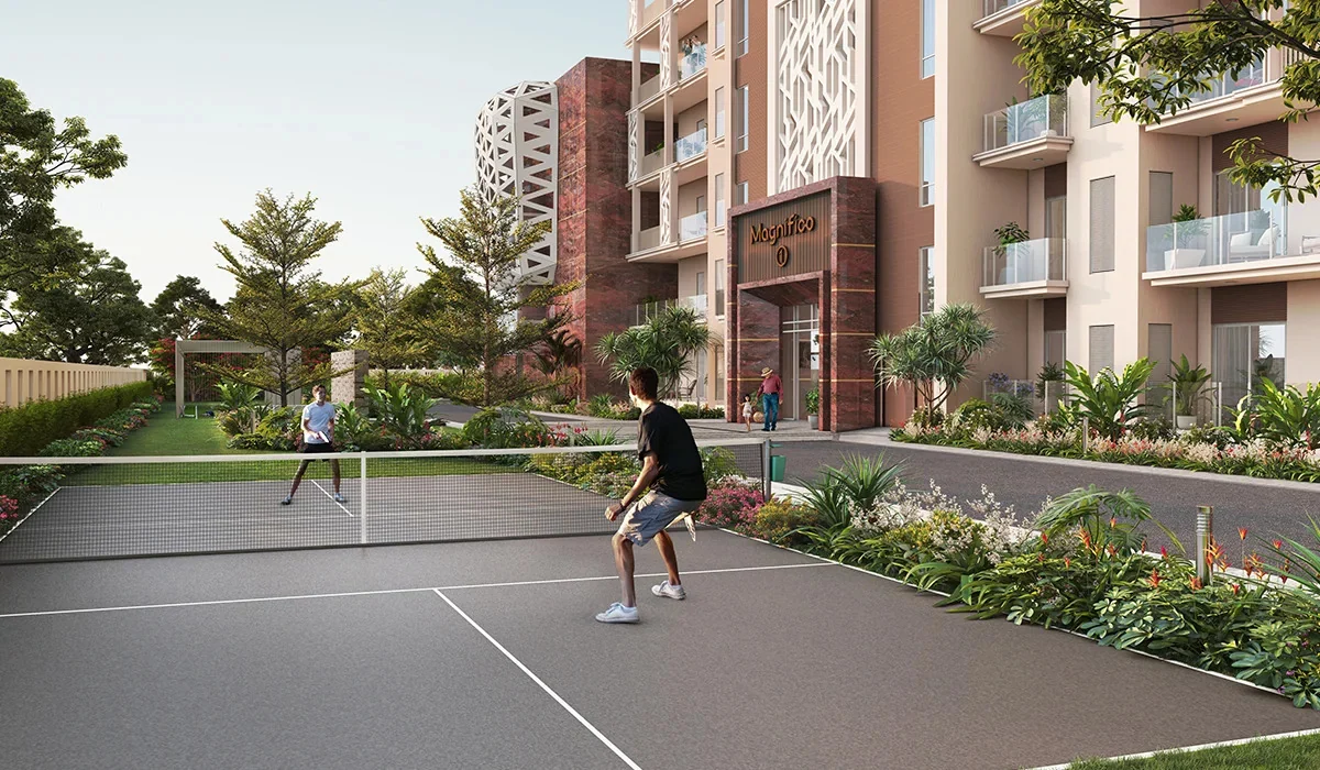 The tennis court at Eldeco La Vida Bella