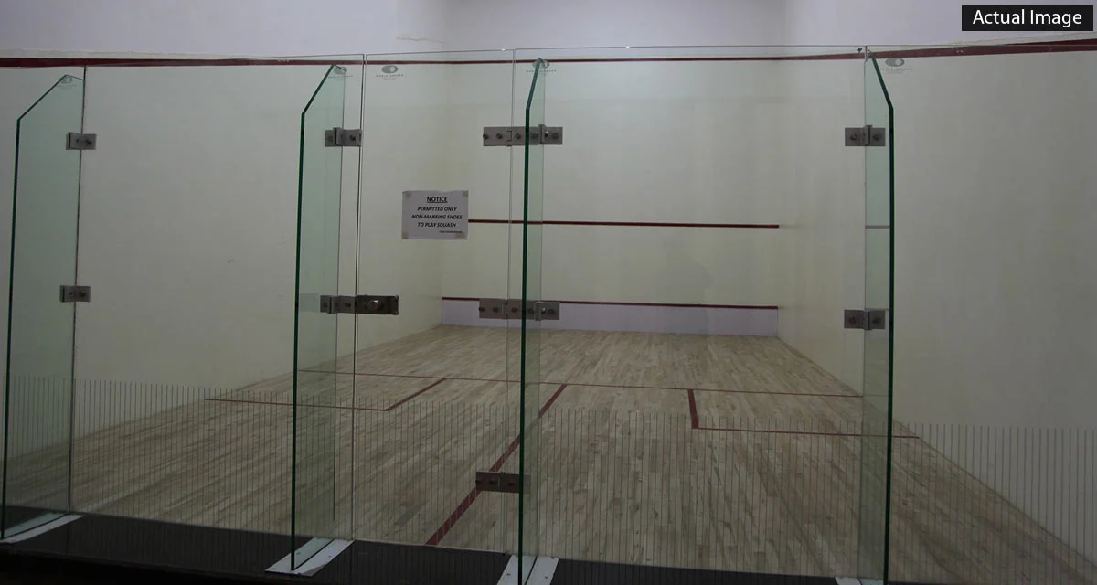 The squash court at Gaur Saundaryam