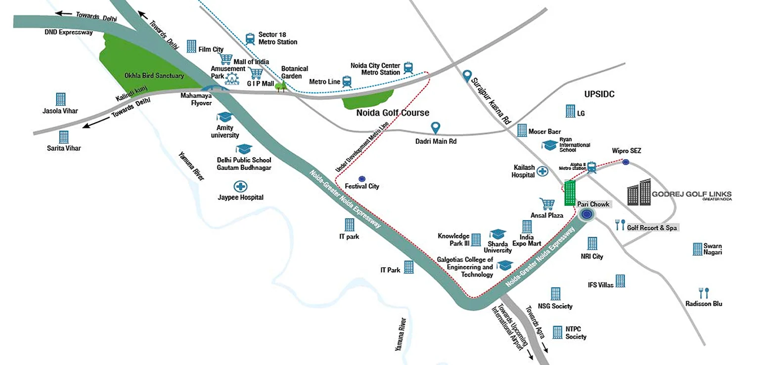 Location map for Godrej Golf Links