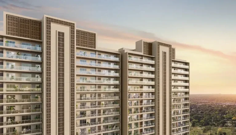Godrej Majesty tower elevation at sunset