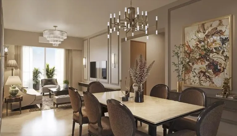 Living and dining room at Godrej Majesty