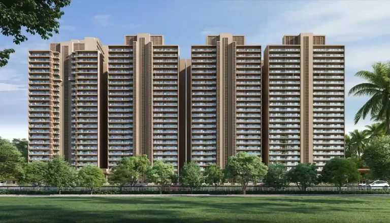 Godrej Majesty towers seen from the park