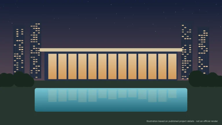 Illustration of the beachfront clubhouse at Godrej Tropical Isle