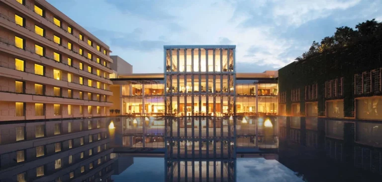 Clubhouse at Godrej Woods in the evening