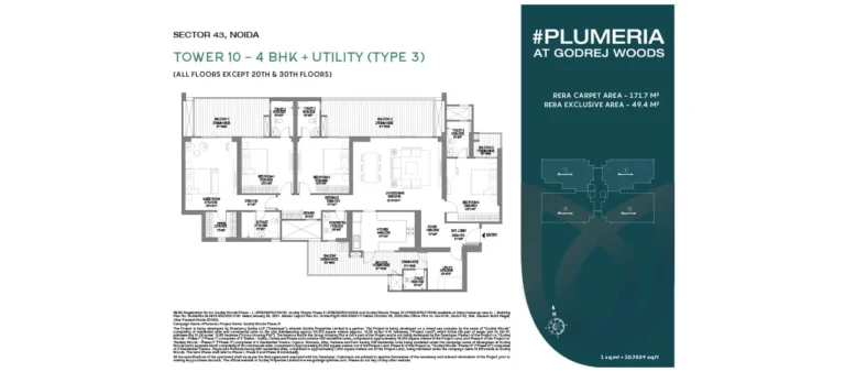 Plumeria at Godrej Woods 4 BHK + Utility Type 3 floor plan