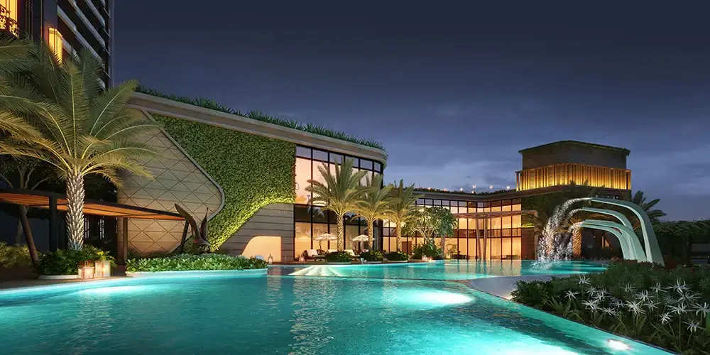Swimming pool at Gulshan Dynasty at night