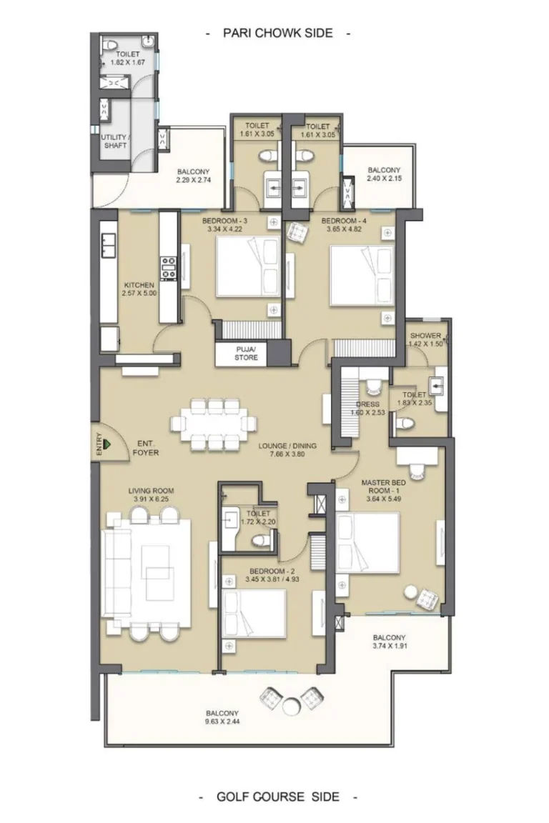 Legacy by Gaurs 4 BHK floor plan, 3,510 sq ft (Unit 02)