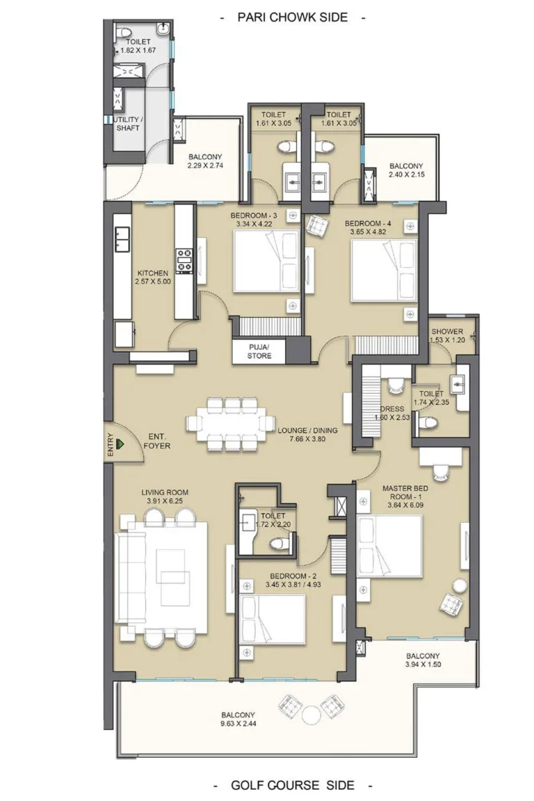 Legacy by Gaurs 4 BHK floor plan, 3,540 sq ft (Unit 04)
