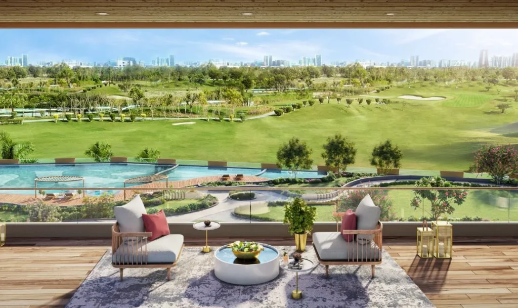Sundeck overlooking the golf course at L&T Green Reserve, Sector 128 Noida