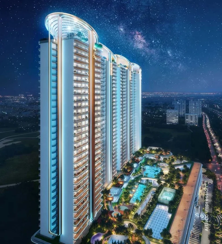 M3M Jacob & Co Residences towers at night, Sector 97 Noida