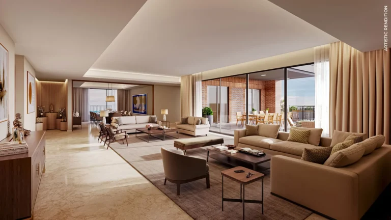 Living and dining room at Estate 128