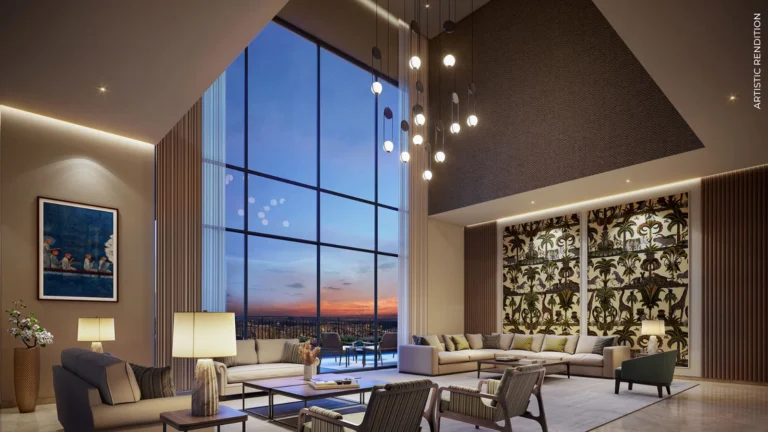 Penthouse living room at Estate 128