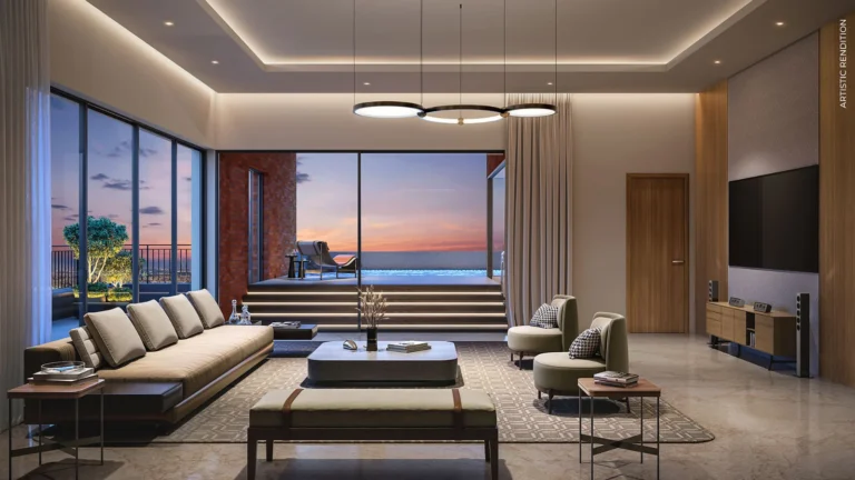 Penthouse entertainment lounge at Estate 128