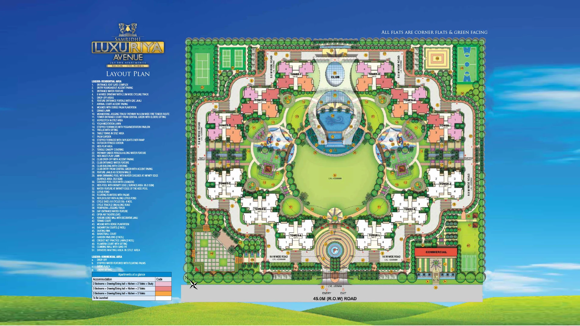Samridhi Luxuriya Avenue layout plan showing all twelve towers and the central green