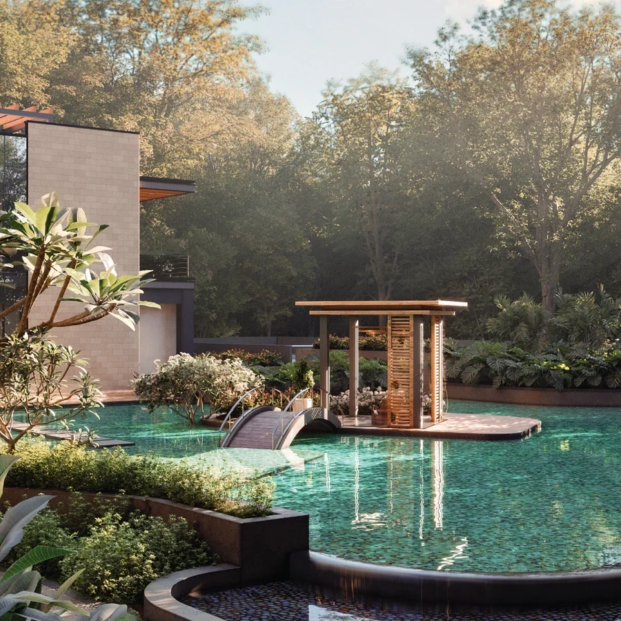 The pool pavilion at SOBHA Aurum