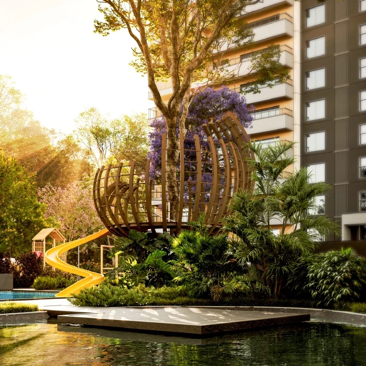 Kids pool with bird nest slide at SOBHA Rivana